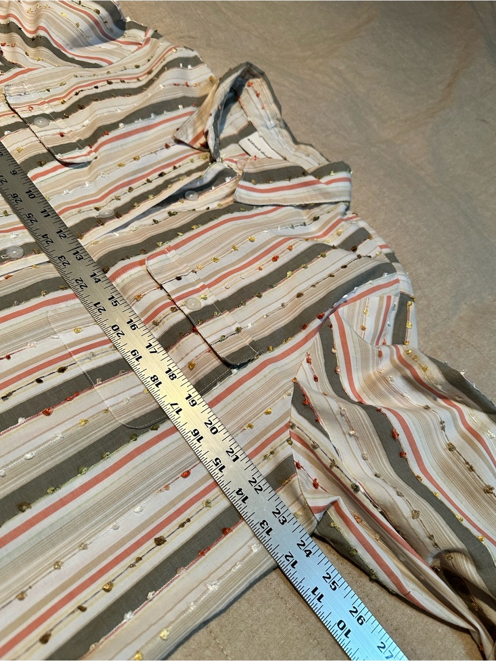 Alfred Dunner Cream Button-Down Shirt with Pink & Gray Stripes - Picture 10 of 12